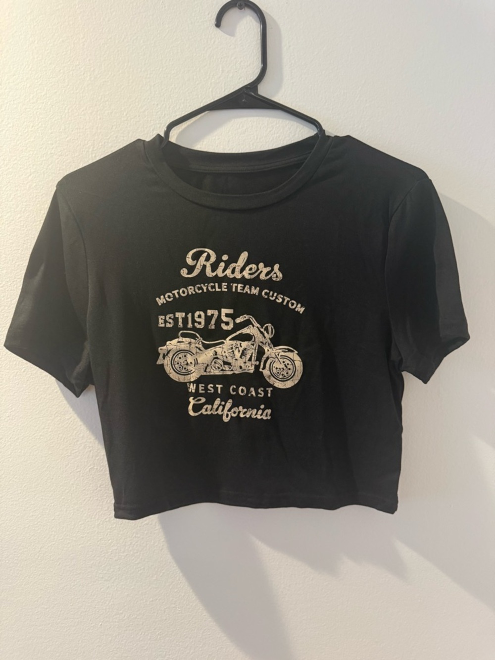 SHEIN Black Tee with Cream Logo Print
